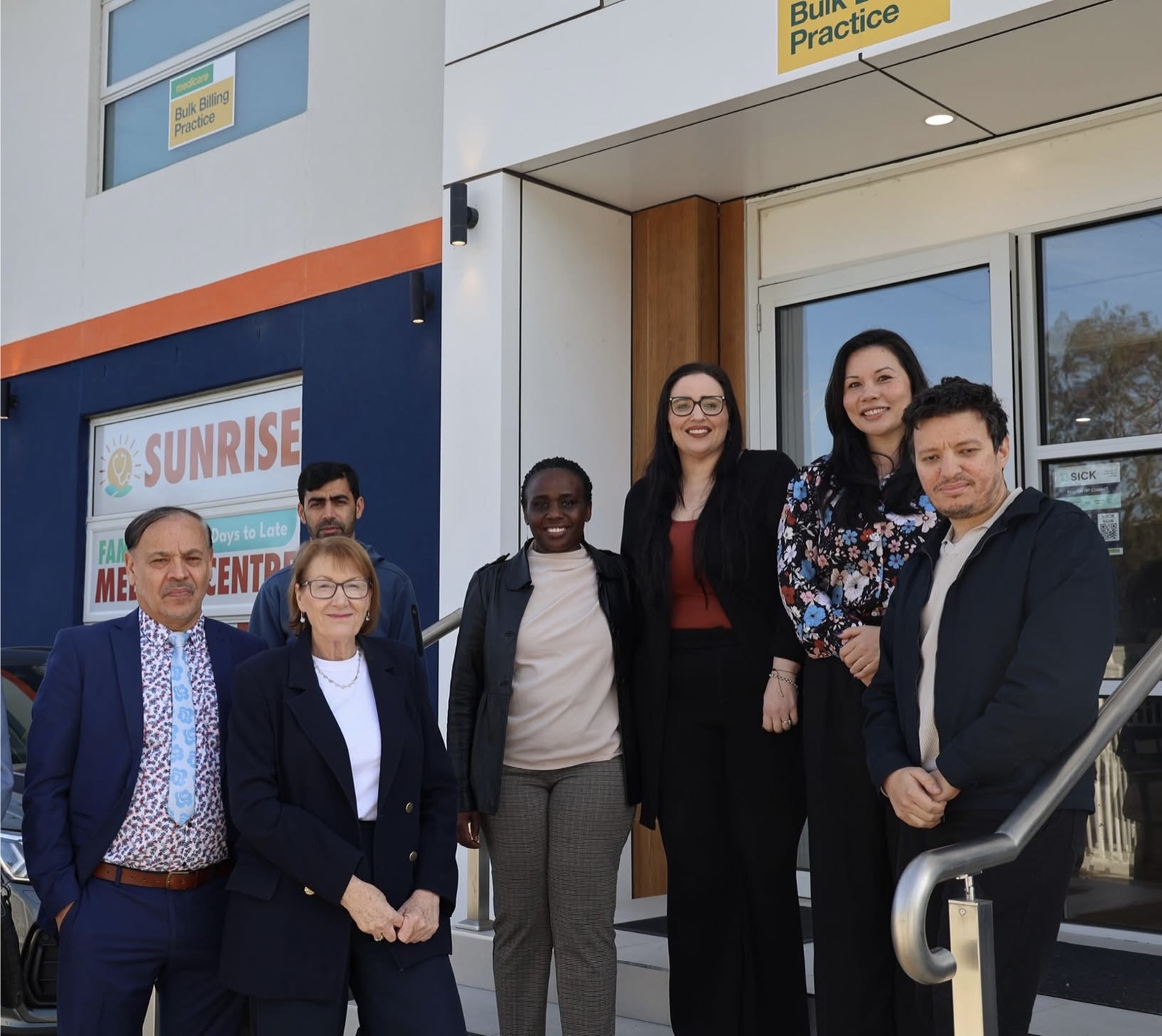 The Sunrise Family Medical Centre team with Joanne Ryan MP outside the clinic in Werribee